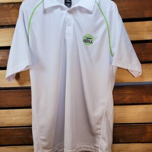 White Polo Shirt with Green Accents